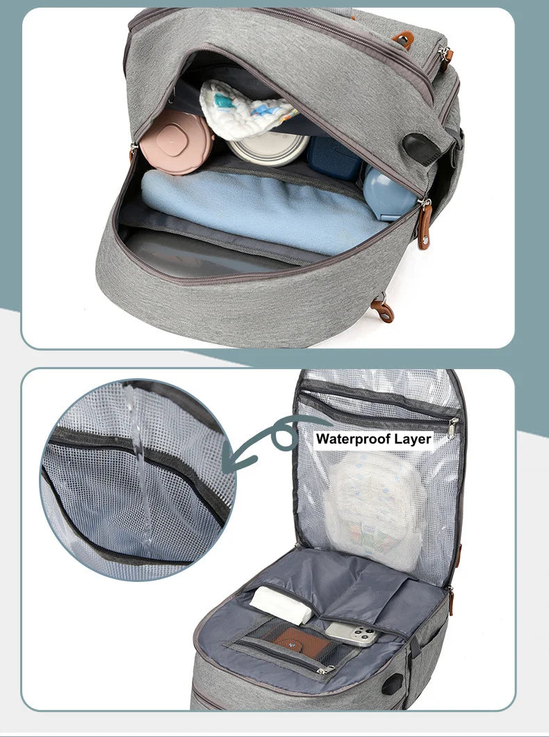 - 3-in-1 Unisex Nappy Bag Backpack with Foldable Changing Pad Baby Stork Diaper Wet Bags