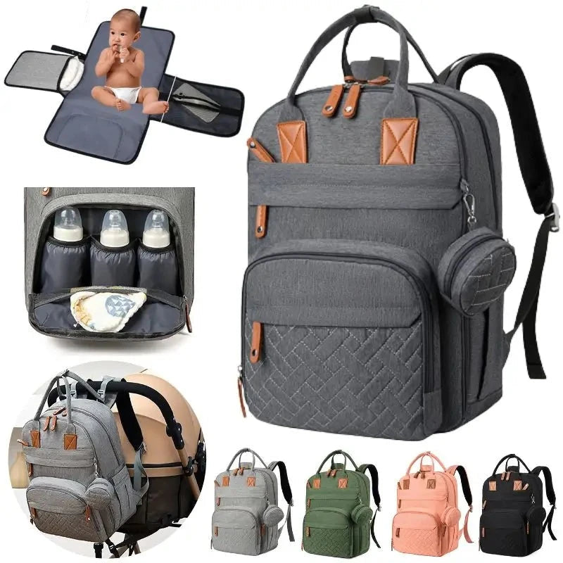 - 3-in-1 Unisex Nappy Bag Backpack with Foldable Changing Pad Baby Stork Diaper Wet Bags