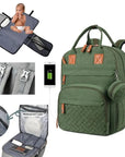 Green - 3-in-1 Unisex Nappy Bag Backpack with Foldable Changing Pad Baby Stork Diaper Wet Bags