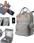 Grey - 3-in-1 Unisex Nappy Bag Backpack with Foldable Changing Pad Baby Stork Diaper Wet Bags