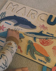 - Personalised Wooden Name Puzzle – Ocean Animal Theme Baby Stork Puzzles