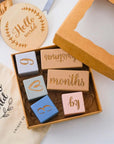 Blue - Keepsake Milestone Wooden Blocks Set | Pink, Blue & Classic Wood Storkke Gifting