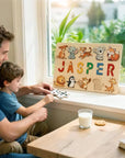 - Personalised Wooden Name Puzzle Board | Animal-Themed Montessori Learning Toy Baby Stork