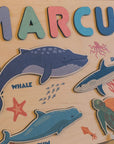 - Personalised Wooden Name Puzzle – Ocean Animal Theme Baby Stork Puzzles