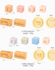 - Keepsake Milestone Wooden Blocks Set | Pink, Blue & Classic Wood Storkke Gifting