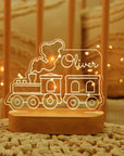 Train - Personalised Name Acrylic Night Light - 12 Fun Designs Baby Stork Night Light