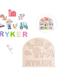 - Farmyard Friends Personalised Wooden Name Puzzle | Custom Animal Puzzle for Kids Baby Stork Puzzles