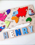 - Personalised Wooden World Map Baby Name Puzzle | Montessori Learning Toy | Birthday Gift for Children Baby Stork Puzzles