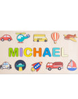 - Personalised Wooden Name Puzzle with Transportation Theme | Custom Wooden Puzzle for Toddlers Baby Stork Puzzles