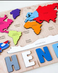 - Personalised Wooden World Map Baby Name Puzzle | Montessori Learning Toy | Birthday Gift for Children Baby Stork Puzzles