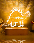 Dinosaur - Personalised Name Acrylic Night Light - 12 Fun Designs Baby Stork Night Light