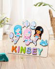 - Custom Wooden Mermaid Name Puzzle | Personalised Learning Toy for Kids Baby Stork Puzzles