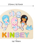 - Custom Wooden Mermaid Name Puzzle | Personalised Learning Toy for Kids Baby Stork Puzzles