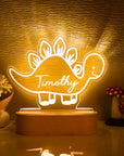 Baby Dinosaur - Personalised Name Acrylic Night Light - 12 Fun Designs Baby Stork Night Light