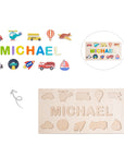 - Personalised Wooden Name Puzzle with Transportation Theme | Custom Wooden Puzzle for Toddlers Baby Stork Puzzles