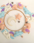 - ✨ Magical Unicorn Baby Mobile – Felt Nursery Hanging with Clouds, Birds & Hearts (Pastel Theme) Baby Stork Baby Mobile