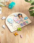 - Custom Wooden Mermaid Name Puzzle | Personalised Learning Toy for Kids Baby Stork Puzzles