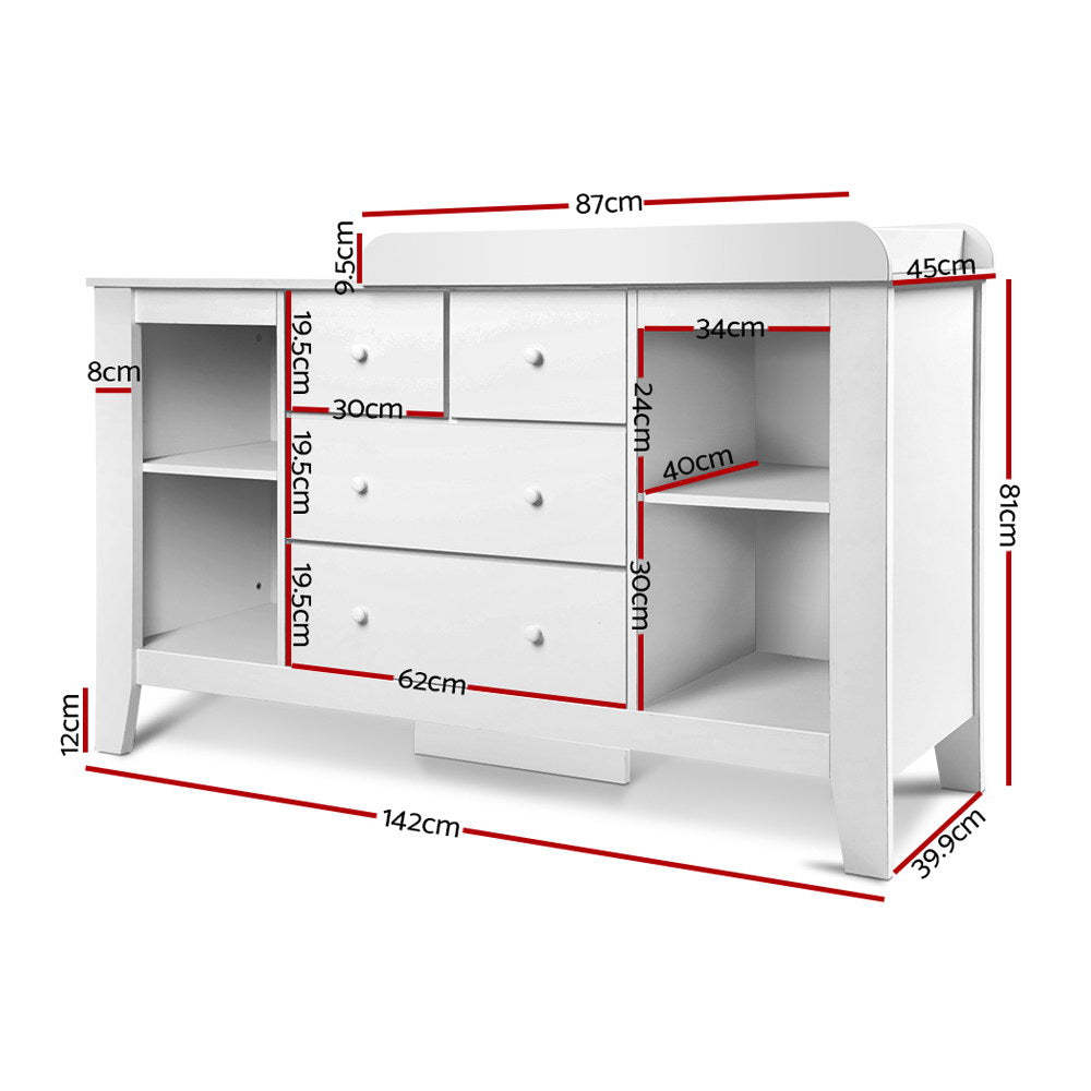 Baby Changing Table & Diaper Station with Drawers | Nursery Storage Cabinet