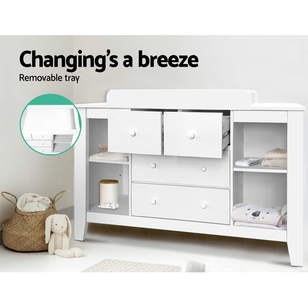 Baby Changing Table & Diaper Station with Drawers | Nursery Storage Cabinet