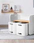 - Kids 3-Piece Table & Chairs Set – Multifunctional Storage Desk (White & Natural) Keezi Kids Furniture > Outdoor > Outdoor Dining Sets