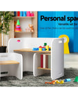 - Kids 3-Piece Table & Chairs Set – Multifunctional Storage Desk (White & Natural) Keezi Kids Furniture > Outdoor > Outdoor Dining Sets
