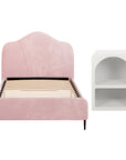 - King Single Velvet Bed Frame with Storage and Bedside Table | Pink Baby Stork Furniture > Bedroom > Beds & Bed Frames