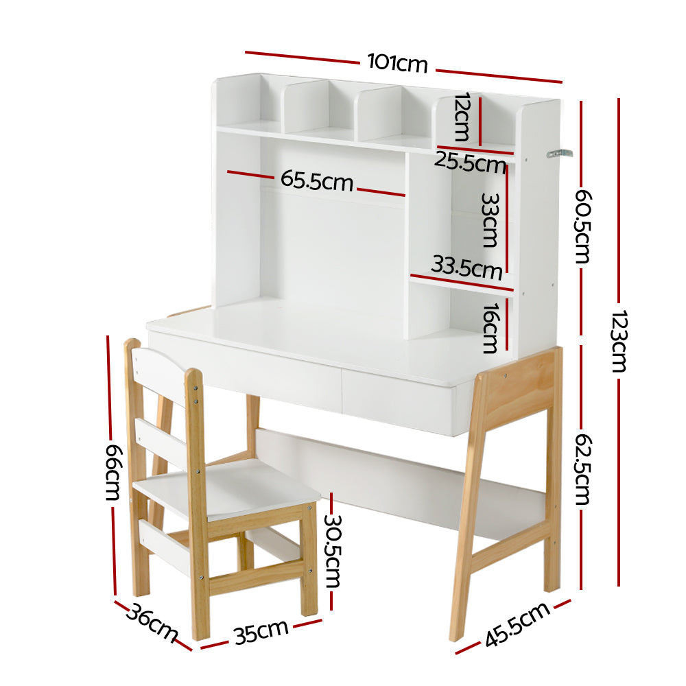 2PCS Kids Study Desk & Chair Set | Storage Activity Table with Drawers