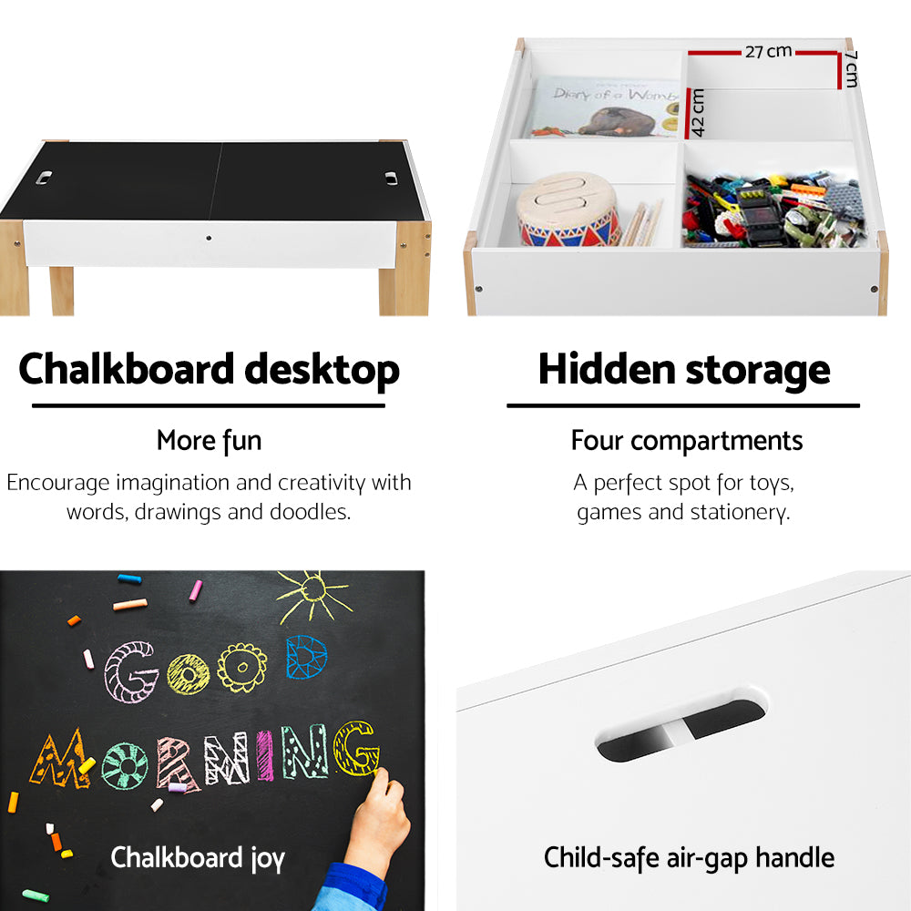 - 3PCS Kids Table and Chair Set with Storage & Chalkboard Desk | Play & Activity Table Keezi Baby & Kids > Baby & Kid's Toys > Pretend Play