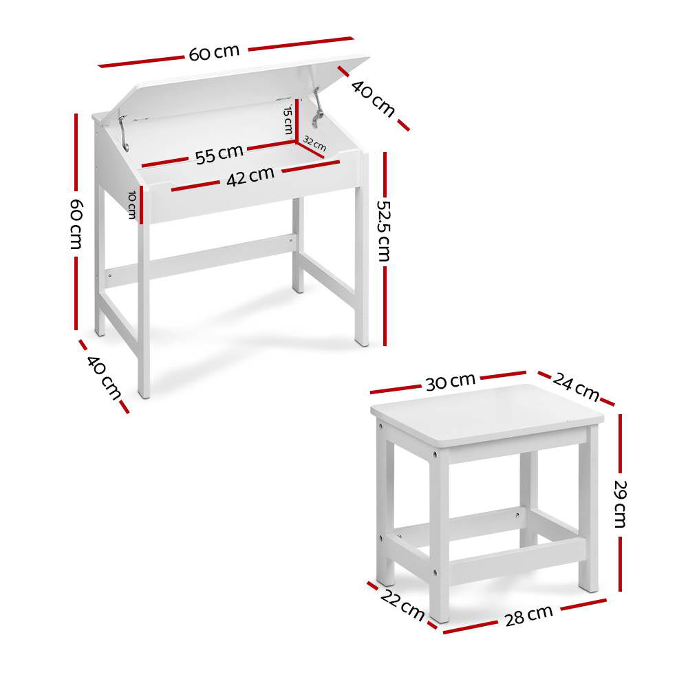 2PCS Kids Table and Chair Set | Lift-Top Desk with Storage | Study & Activity Desk