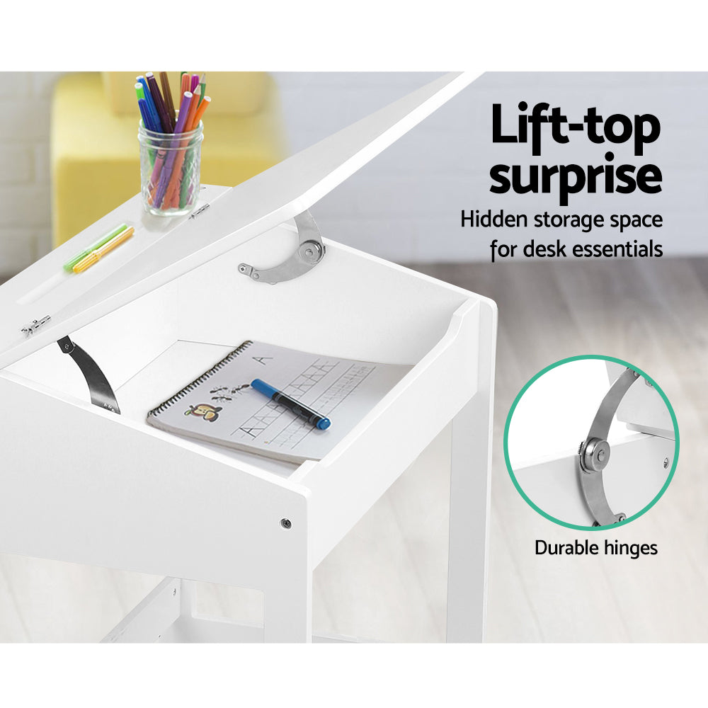 2PCS Kids Table and Chair Set | Lift-Top Desk with Storage | Study & Activity Desk