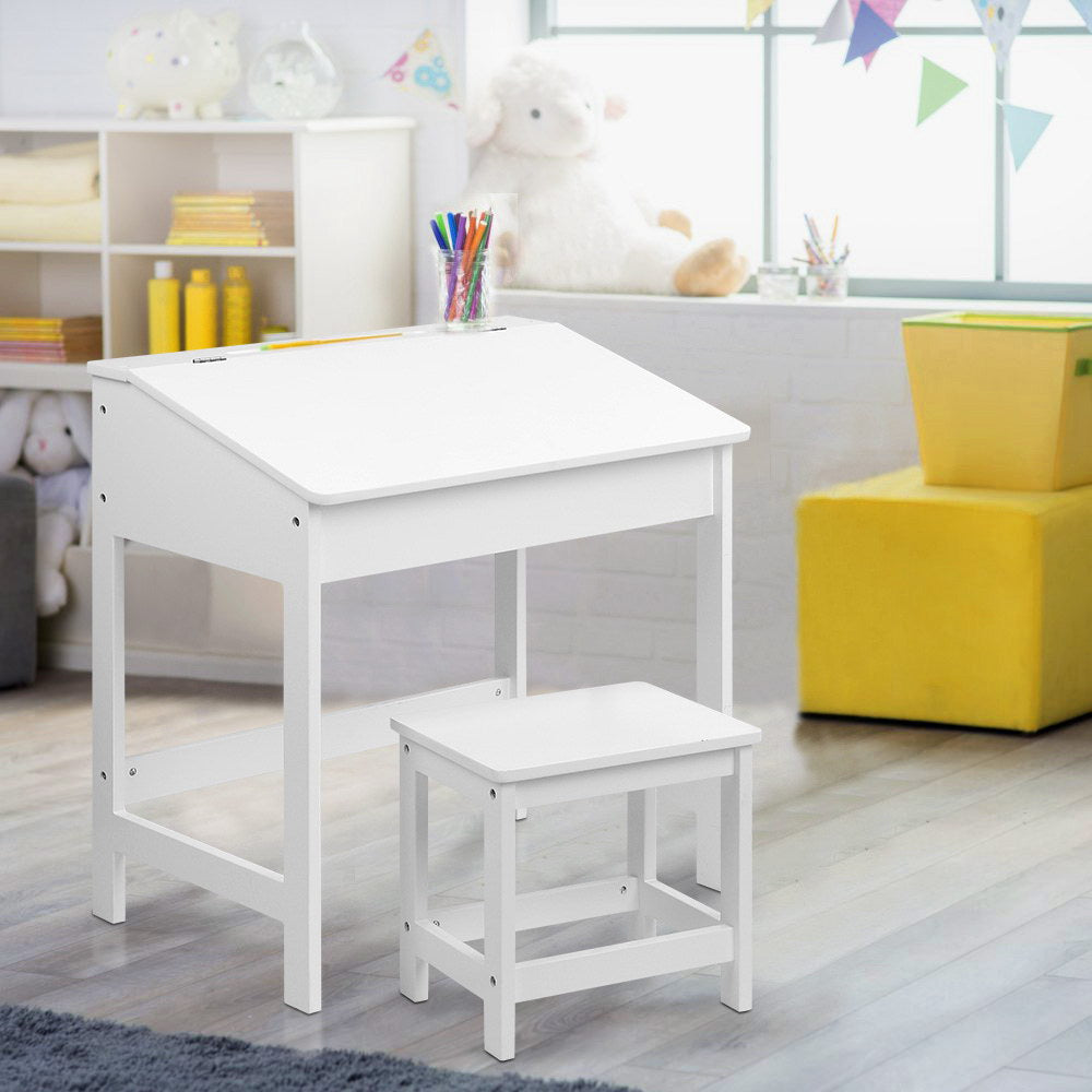 2PCS Kids Table and Chair Set | Lift-Top Desk with Storage | Study & Activity Desk