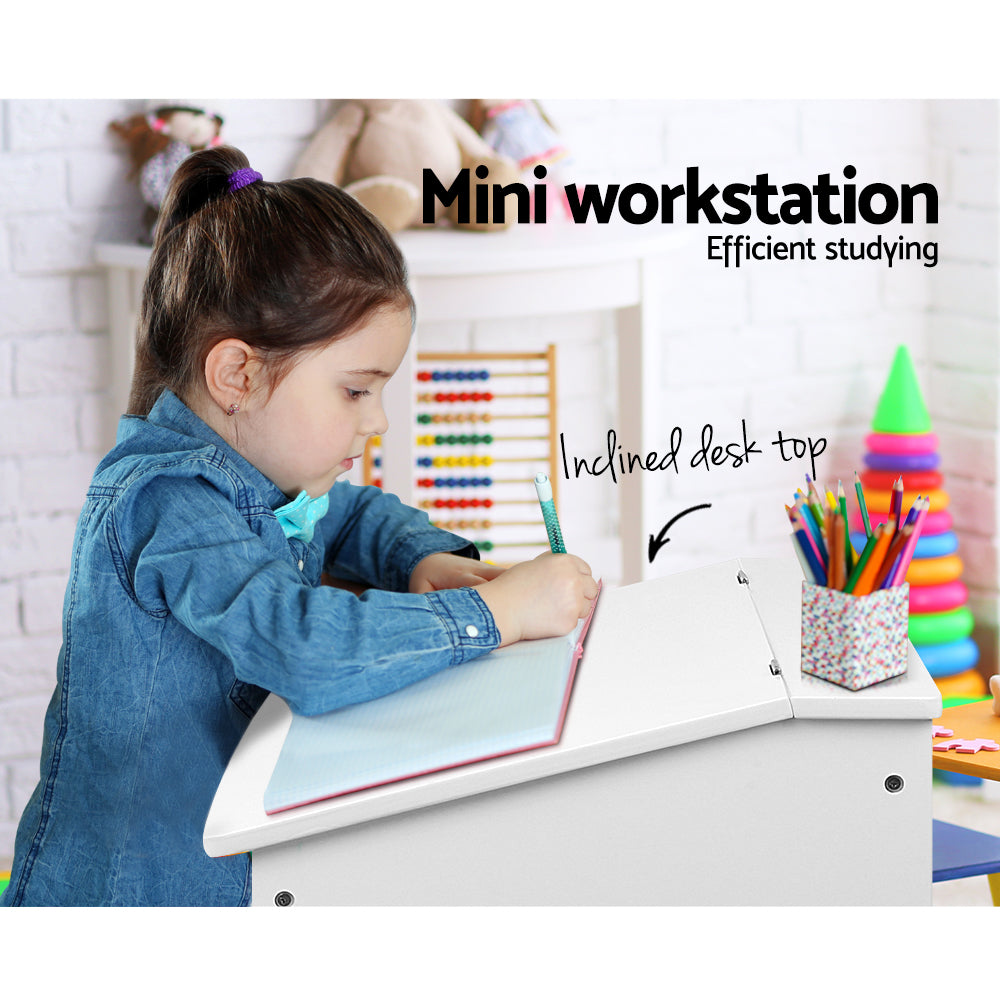 2PCS Kids Table and Chair Set | Lift-Top Desk with Storage | Study & Activity Desk