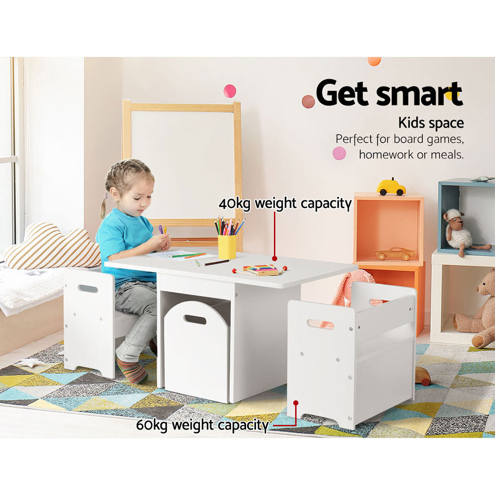 3PCS Kids Table and Chair Set with Storage | Play, Activity & Learning Desk