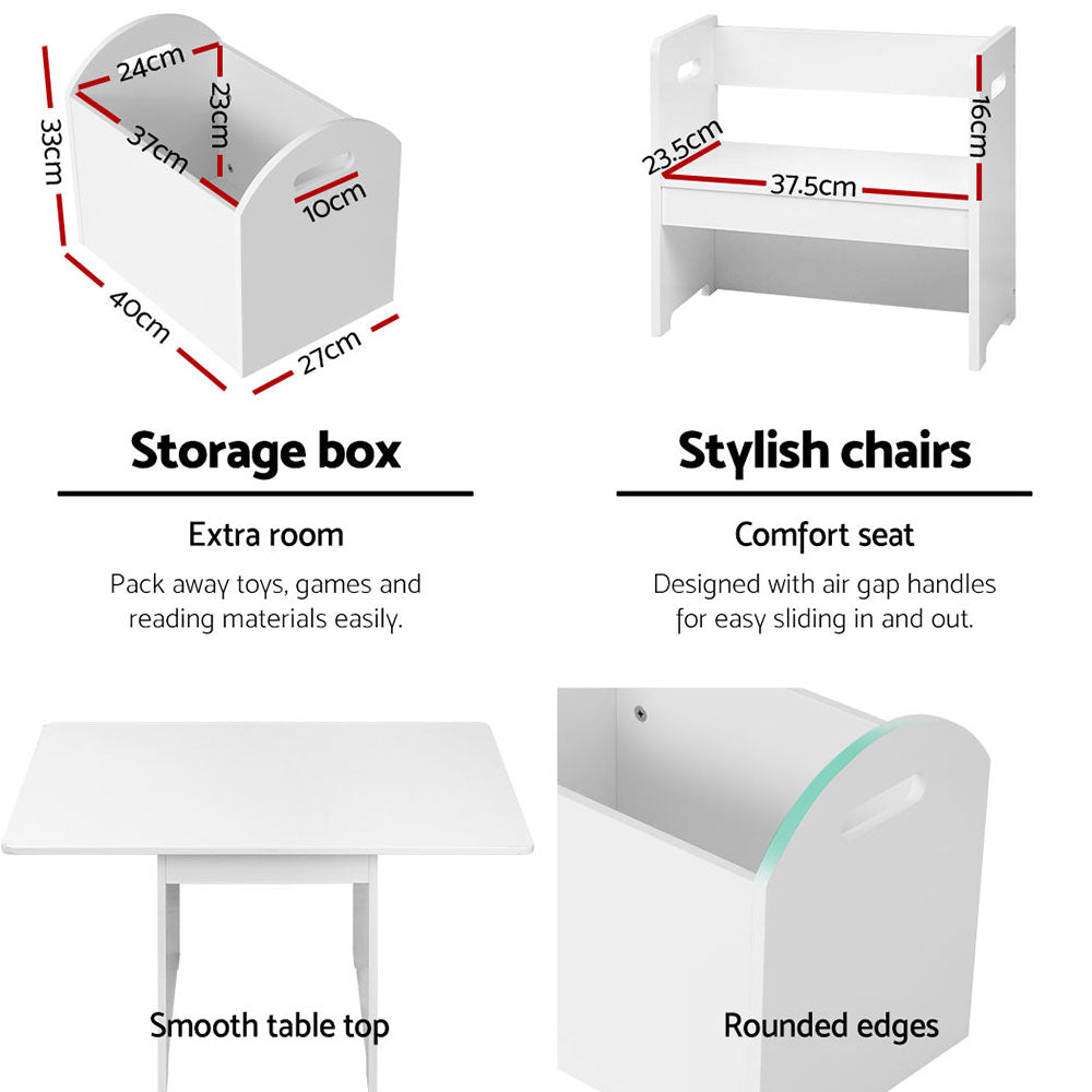 3PCS Kids Table and Chair Set with Storage | Play, Activity & Learning Desk