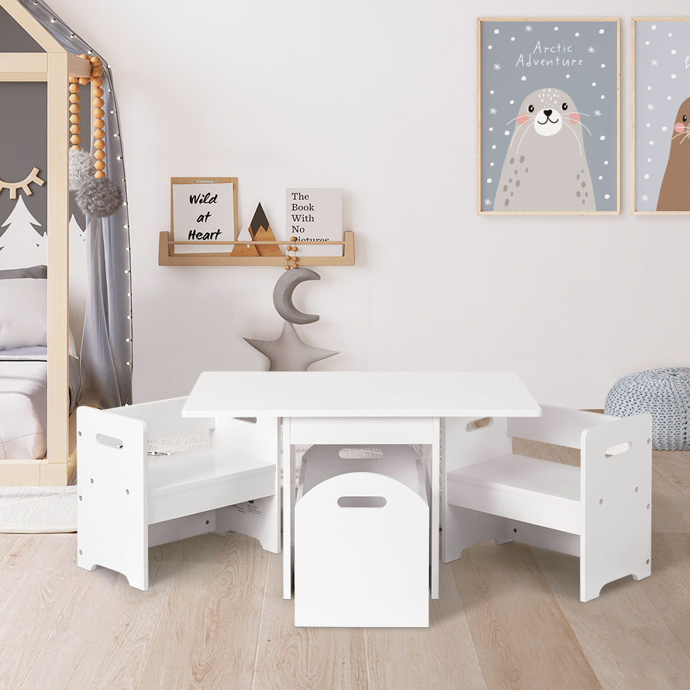 3PCS Kids Table and Chair Set with Storage | Play, Activity & Learning Desk