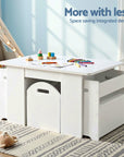 - Kids Table and Chair Set with Storage Box | White MDF Activity Table & 2 Chairs Baby Stork Baby & Kids > Kid's Furniture > Kid's Tables, Chairs & Seats
