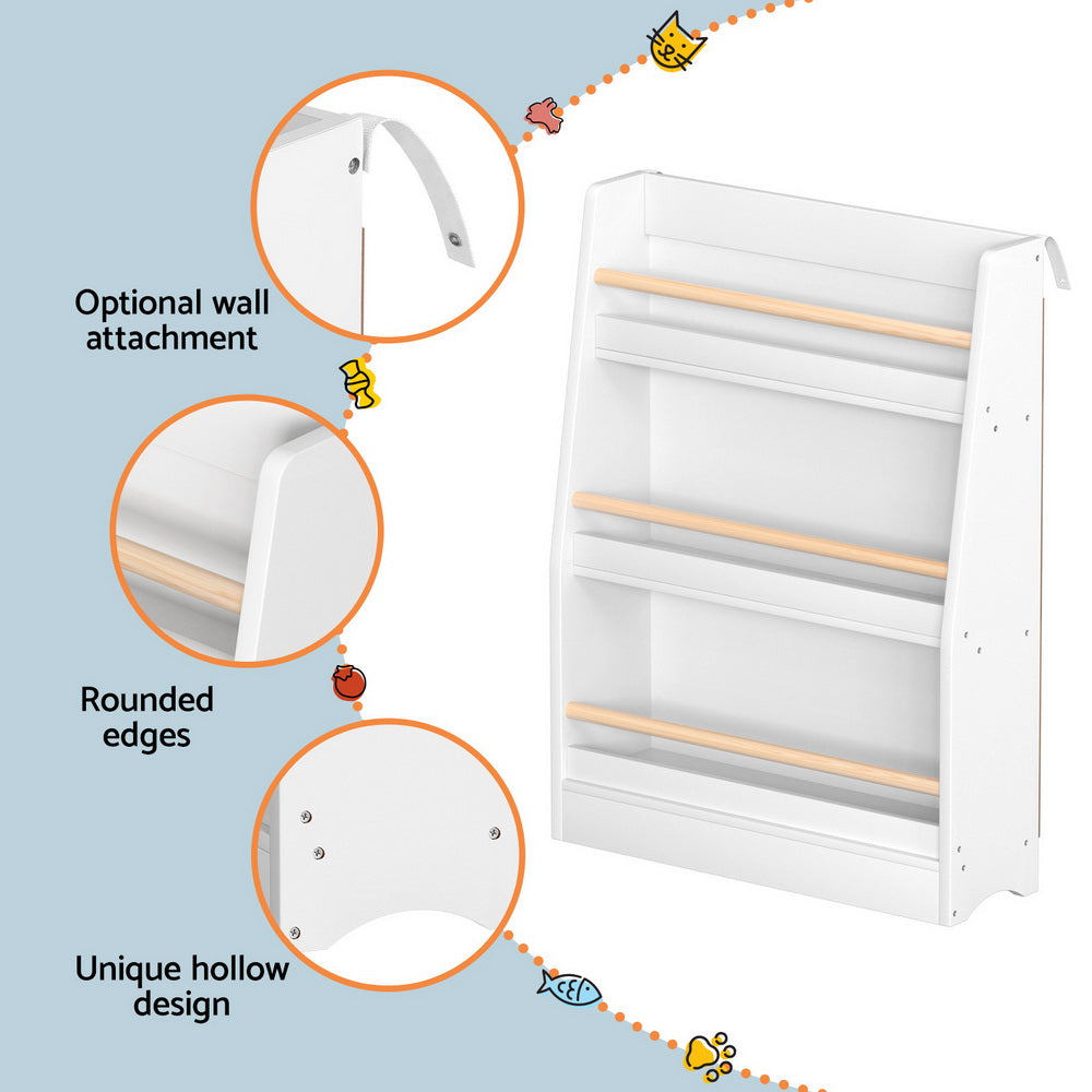 3-Tier Kids Bookshelf – Book & Toy Organiser with Protective Rods