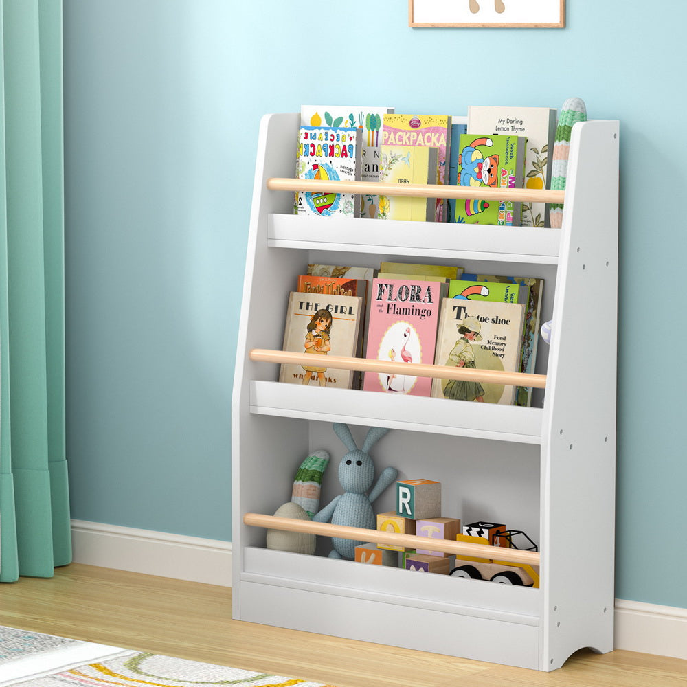 3-Tier Kids Bookshelf – Book & Toy Organiser with Protective Rods
