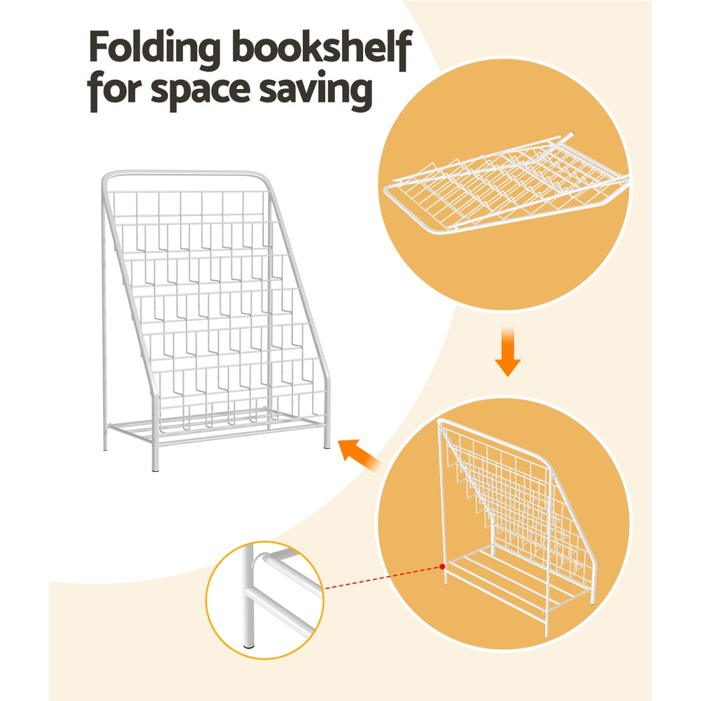 - 6-Tier Foldable Kids Bookshelf – Space-Saving Metal Bookcase & Magazine Rack Keezi Baby & Kids > Kid's Furniture > Kid's Bookcases & Shelves