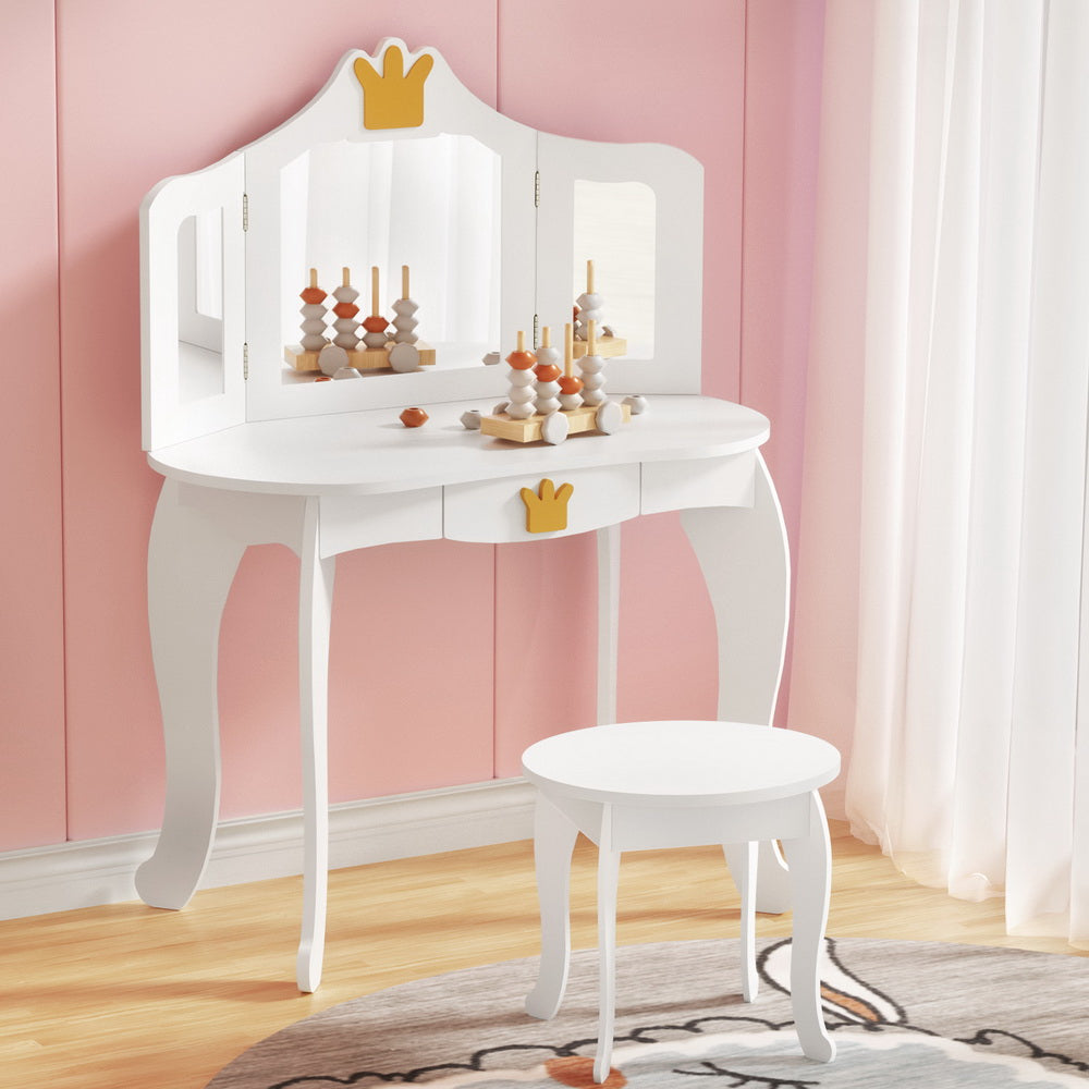 Princess Dressing Table Vanity Makeup Set with Stool | White