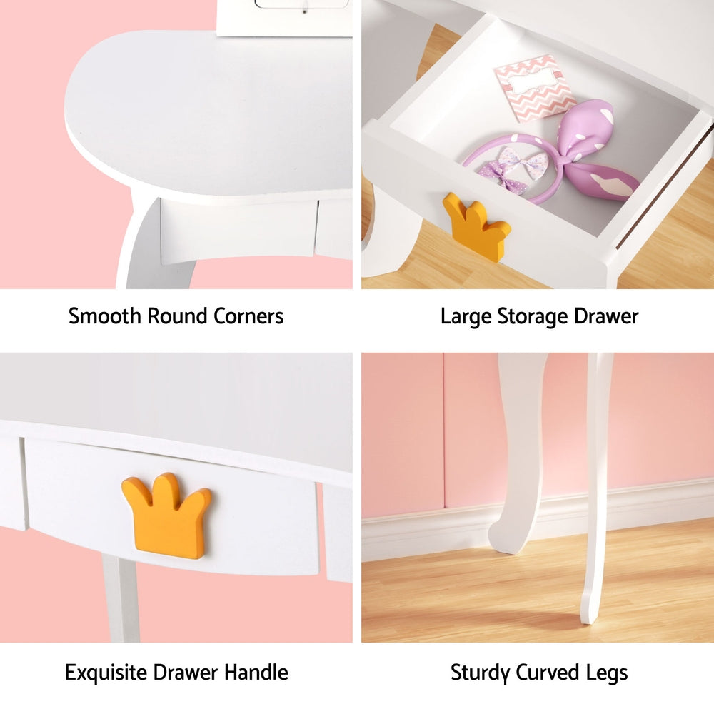 Princess Dressing Table Vanity Makeup Set with Stool | White