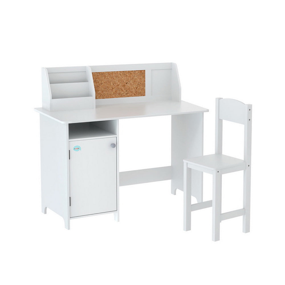 Kids Study Desk & Chair Set | Storage Cabinet & Corkboard Organiser