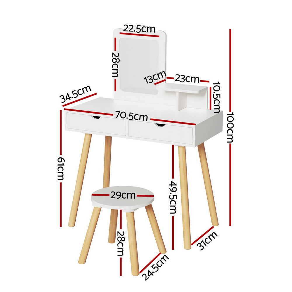 - Kids Dressing Table Vanity Set with Stool & Mirror | Wooden Makeup Desk Baby Stork Baby & Kids > Kid's Furniture > Kid's Dressers, Cupboards & Wardrobes