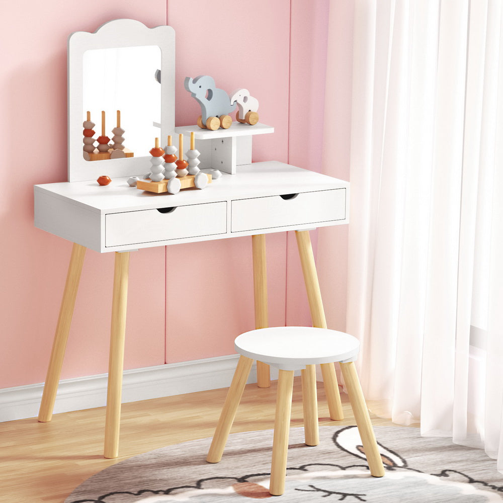 - Kids Dressing Table Vanity Set with Stool & Mirror | Wooden Makeup Desk Baby Stork Baby & Kids > Kid's Furniture > Kid's Dressers, Cupboards & Wardrobes