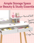 - Kids Dressing Table Vanity Set with Stool & Mirror | Wooden Makeup Desk Baby Stork Baby & Kids > Kid's Furniture > Kid's Dressers, Cupboards & Wardrobes