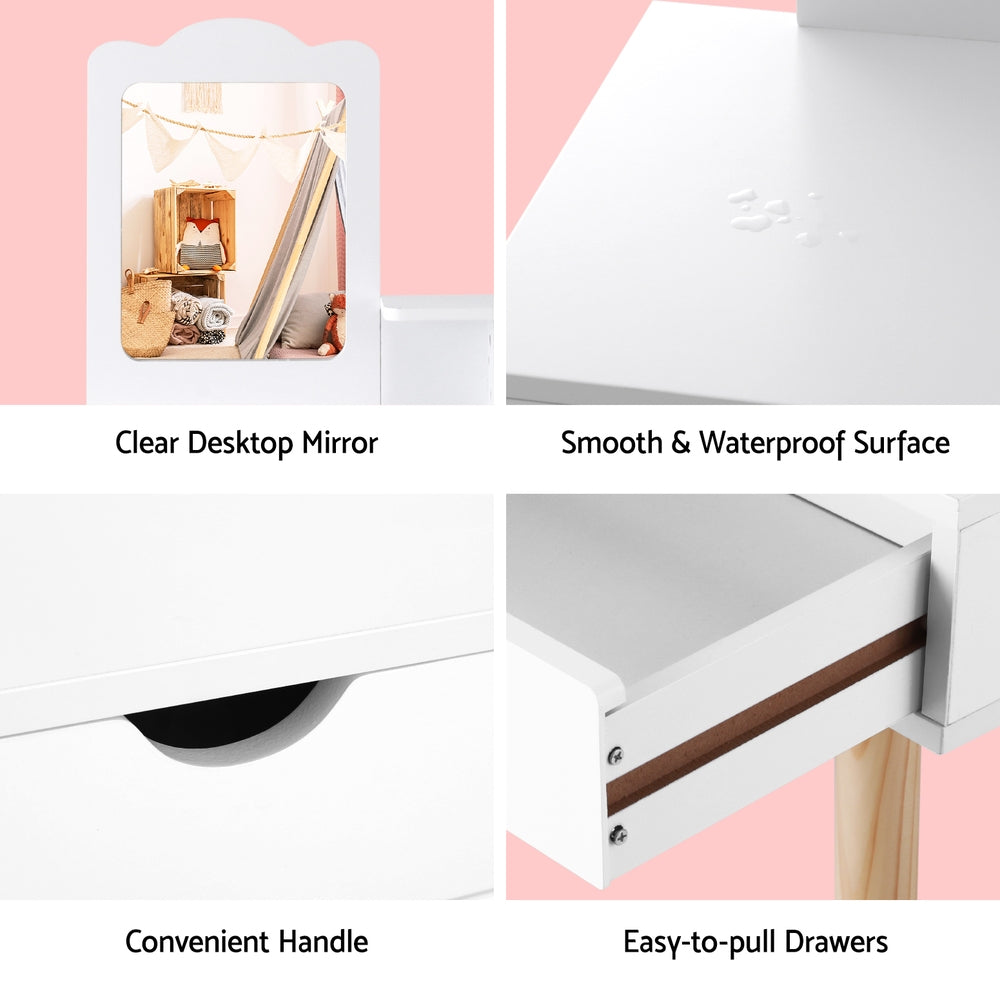 - Kids Dressing Table Vanity Set with Stool & Mirror | Wooden Makeup Desk Baby Stork Baby & Kids > Kid's Furniture > Kid's Dressers, Cupboards & Wardrobes