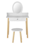 - Kids Dressing Table & Stool Set | Wooden Vanity with Mirror & Storage Drawer Keezi Baby & Kids > Kid's Furniture > Kid's Dressers, Cupboards & Wardrobes