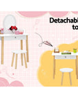 - Kids Dressing Table & Stool Set | Wooden Vanity with Mirror & Storage Drawer Keezi Baby & Kids > Kid's Furniture > Kid's Dressers, Cupboards & Wardrobes