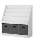 - Kids Bookshelf with 3 Storage Bins – White & Grey Keezi Kids Baby & Kids > Kid's Furniture > Kid's Bookcases & Shelves