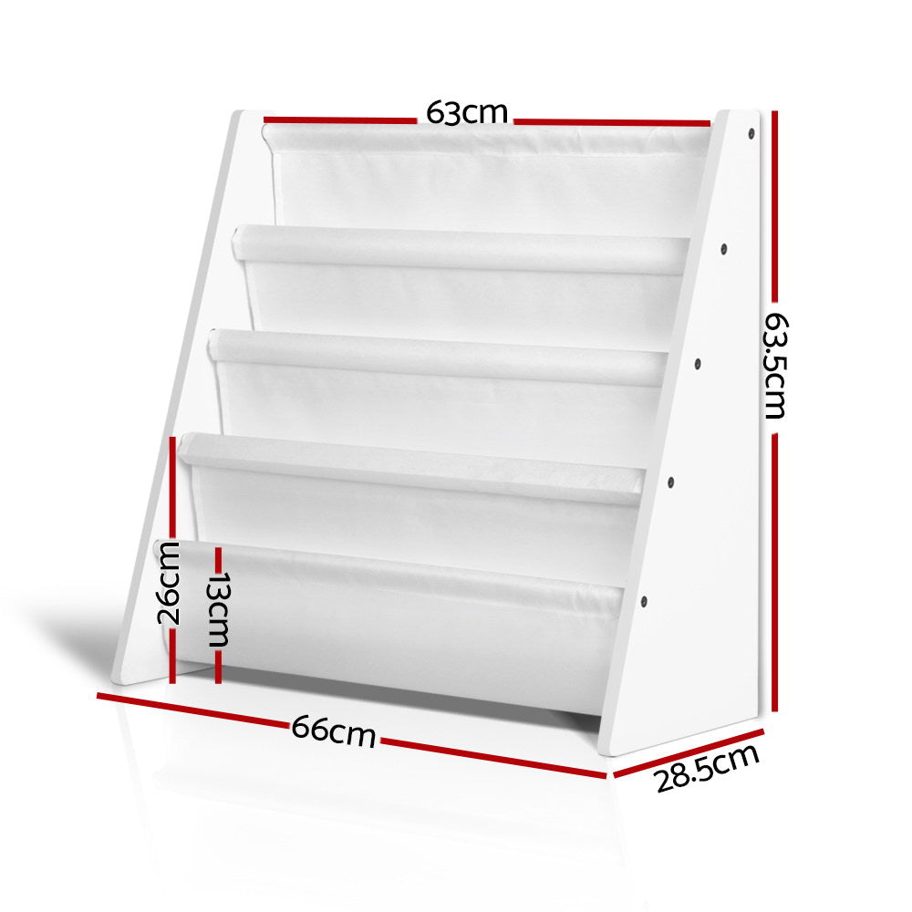 - 4-Tier Kids Bookshelf | Magazine Shelf & Bookcase Organizer – White Keezi Baby & Kids > Kid's Furniture > Kid's Bookcases & Shelves